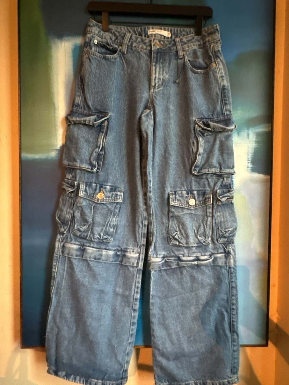 Garage Denim Utility Cargo Jeans with Multi-Pocket Detail